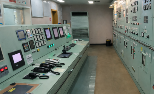 Modern electrical control room with monitoring displays