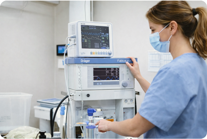 Medical equipment in modern hospital setting