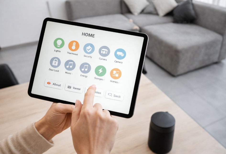 Smart wall panel with optical bonding technology showing premium UI